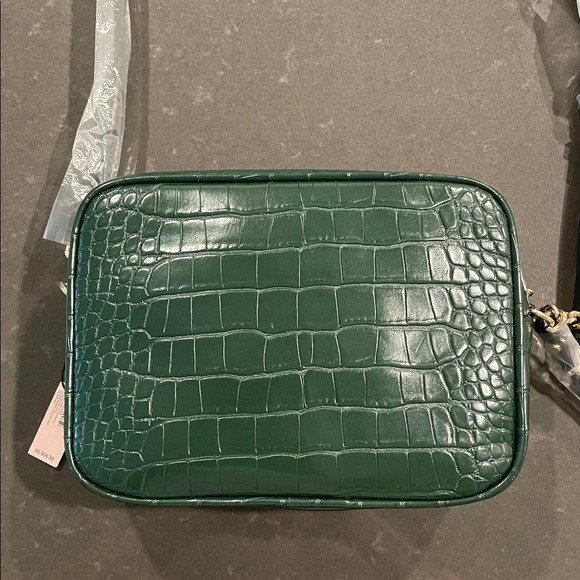 Victoria's Secret Emerald Green Faux Crocodile Top-Zip Crossbody Bag NWT - Picture 7 of 16